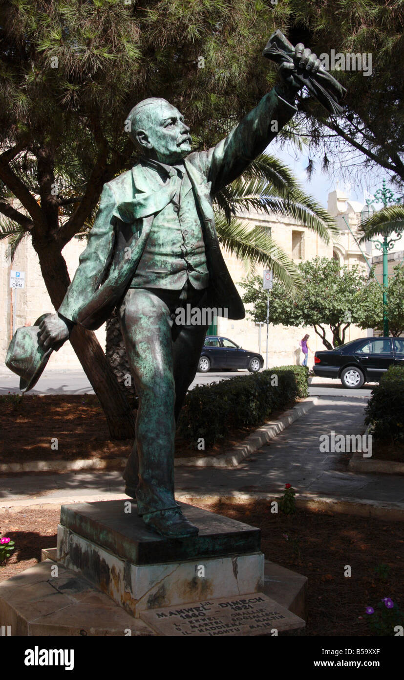 Das "Manwel Dimech" Denkmal in Valletta, Malta. Stockfoto