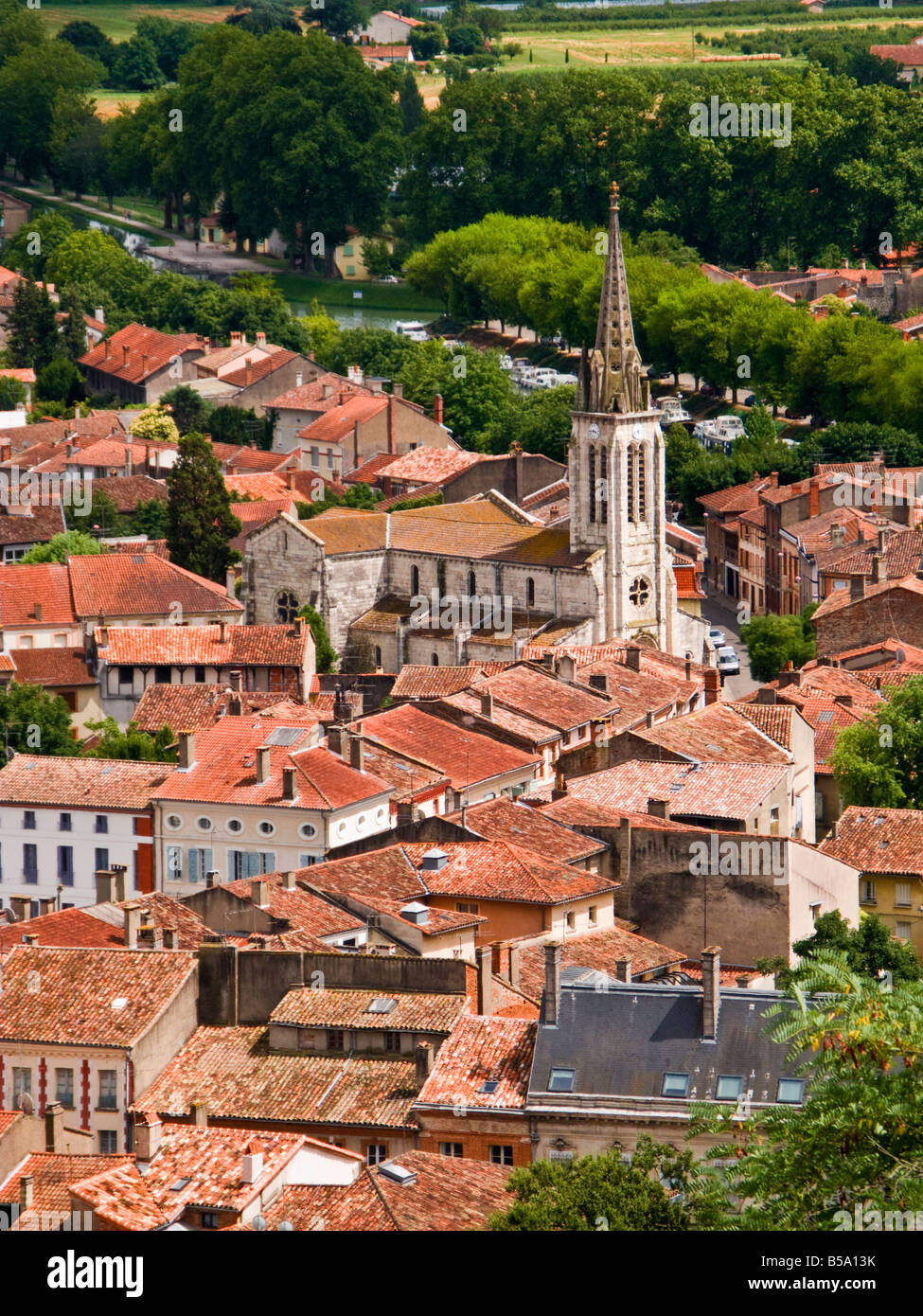 Die roten Dächer der historischen Moissac, Tarn et Garonne, Frankreich, Europa Stockfoto