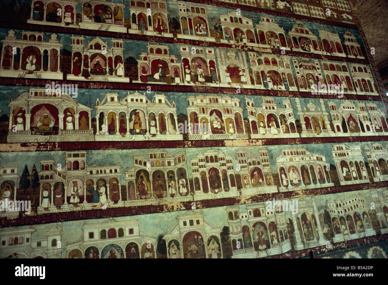 Wandbilder im Palast Tipu Sultans s Seringapatam Mysore Karnataka Staat Indien Asien Stockfoto