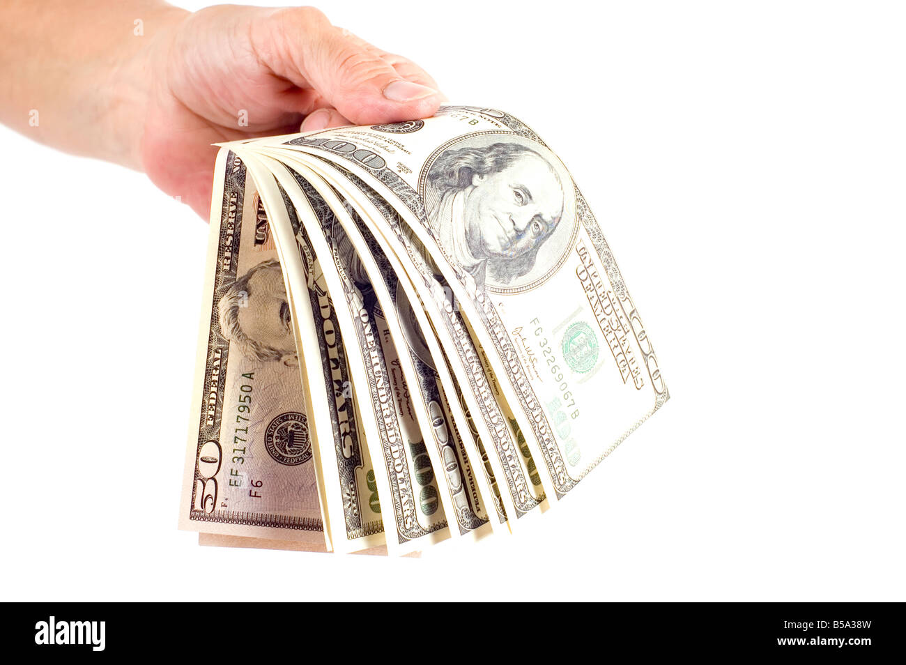 Objekt auf weißen Dollar in der hand Stockfoto Objekt auf weißen Dollar in der hand Stockfoto