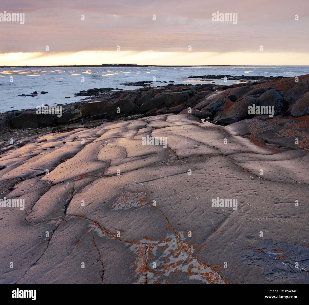 Blick über Churchill River in Richtung Prince Of Wales Fort Stockfoto