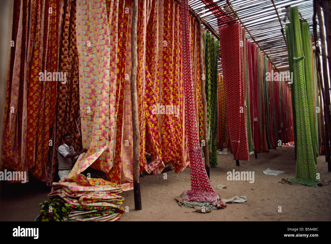 Bildschirm drucken Textilien Ahmedabad Gujarat Indien Asien Stockfoto