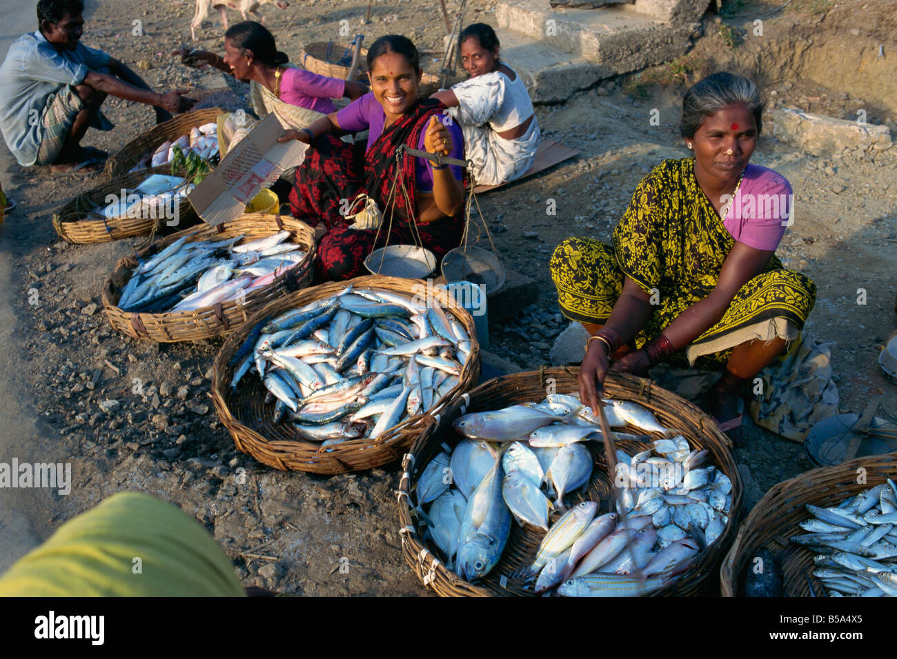 Fisch-Verkäufer Port Blair Andamanen Indien Asien Stockfoto Fisch-Verkäufer Port Blair Andamanen Indien Asien Stockfoto
