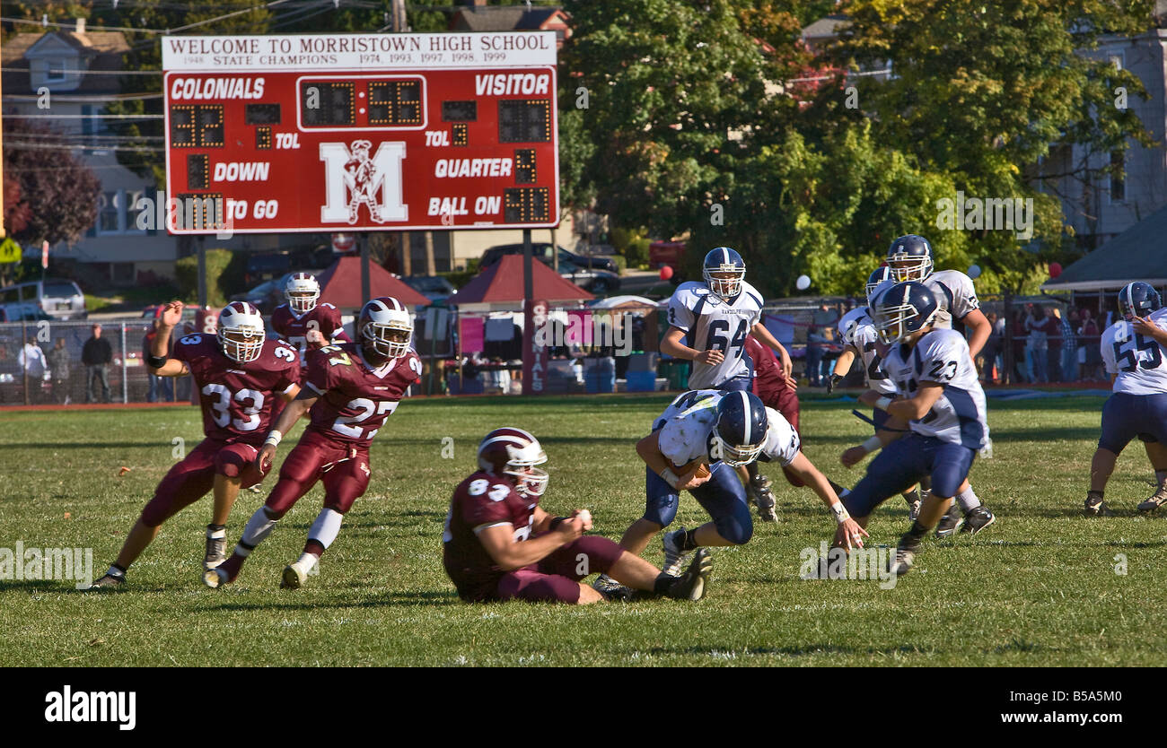 High School Football Morristown High Vs Randolf High Stockfoto