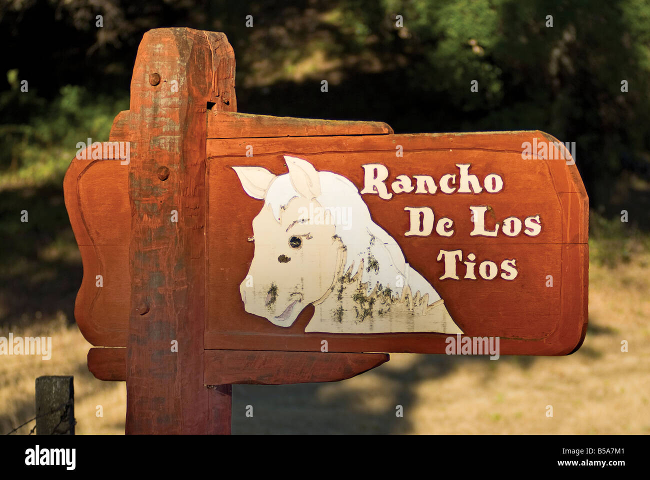 Ranch Zeichen in Santa Ynez Mountains Kalifornien USA Stockfoto