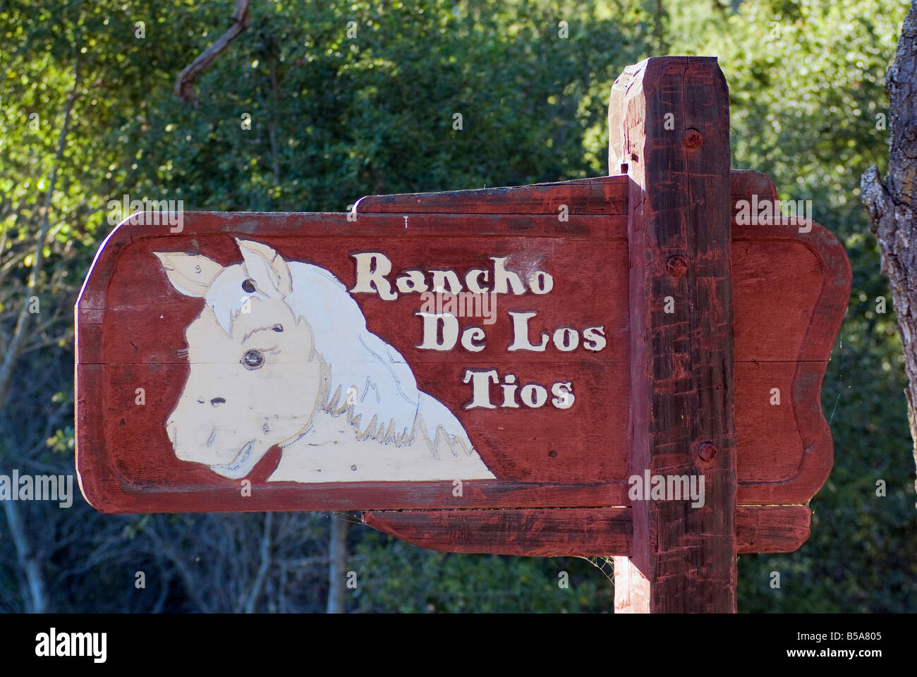 Ranch Zeichen in Santa Ynez Mountains Kalifornien USA Stockfoto