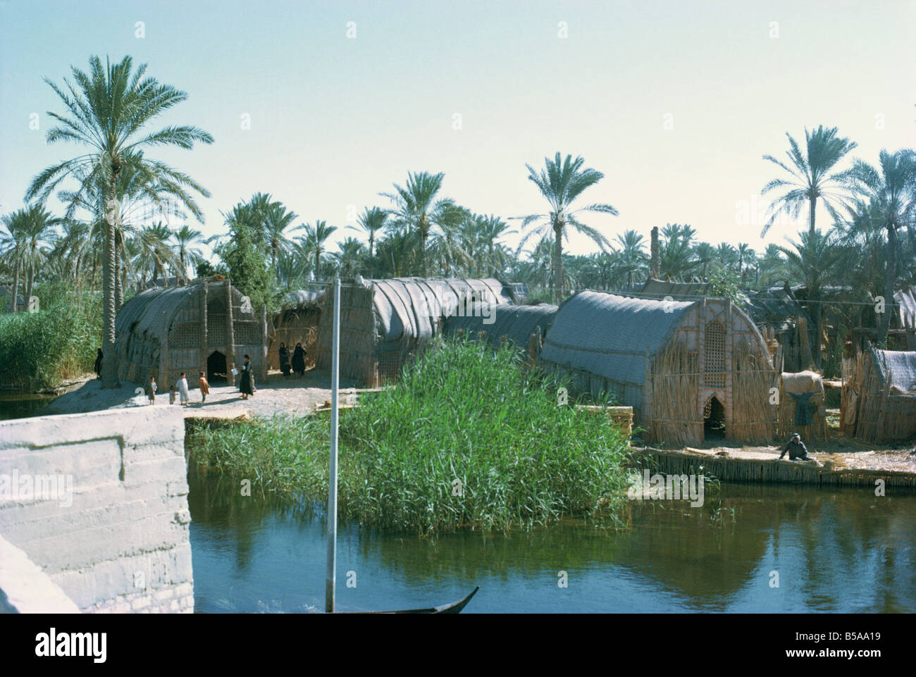 Dorf von der Marsch-Araber, die in den 1970er Jahren Irak Nahen Osten genommen Stockfoto