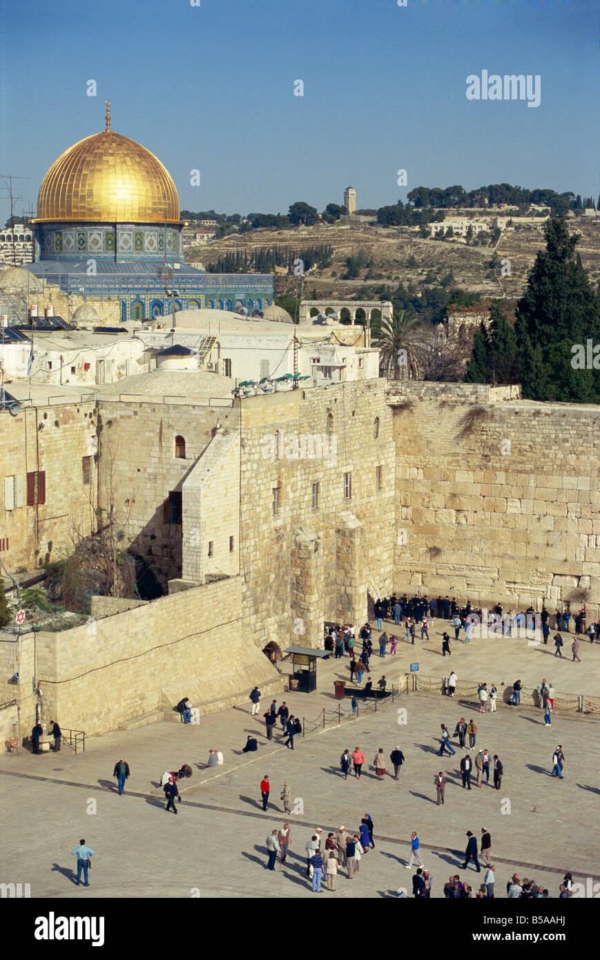 Klagemauer und Felsendom Rock, Altstadt, UNESCO-Weltkulturerbe, Jerusalem, Israel, Naher Osten Stockfoto