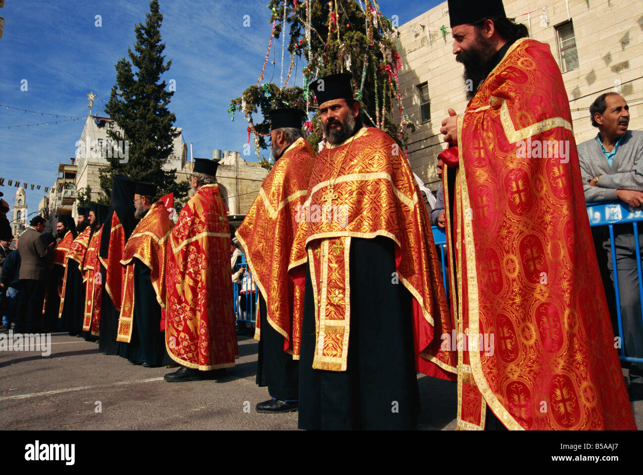Patriarchalischen Guard von Ehre, Orthodoxer Weihnachtstag, Bethlehem, Israel, Naher Osten Stockfoto