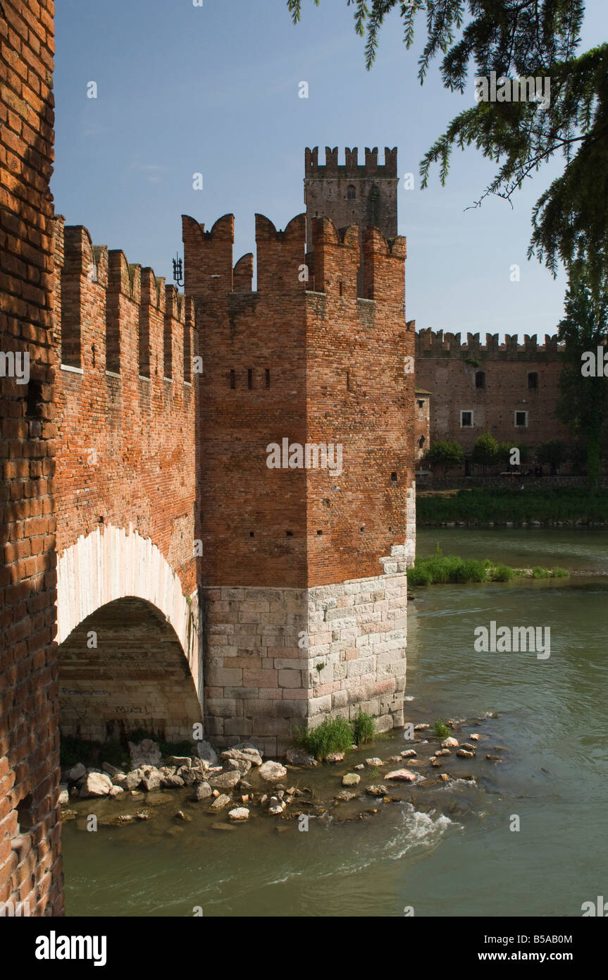 Ponte Scaligero, Verona, UNESCO World Heritage Site, Veneto, Italien, Europa Stockfoto