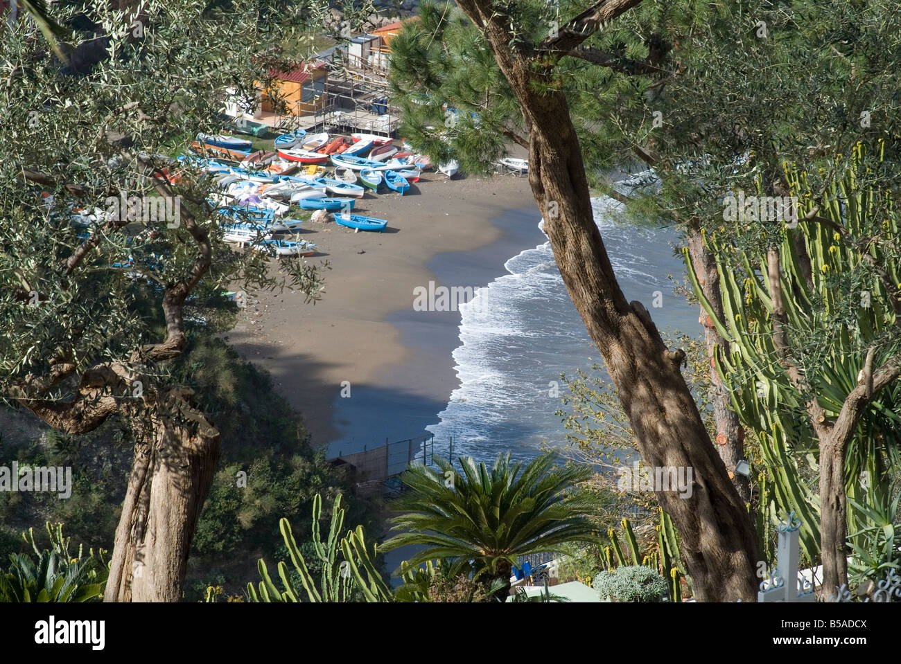 Strand, Vico Equense, in der Nähe von Neapel, Kampanien, Italien, Mittelmeer, Europa Stockfoto