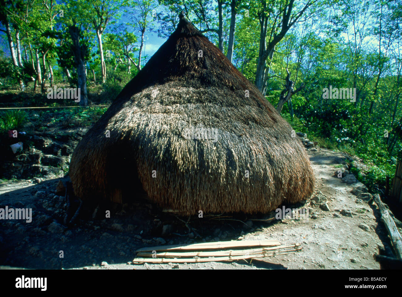 Traditionellen konischen Hütte in Stadt Kefamenanu, West-Timor, Südost-Asien Stockfoto