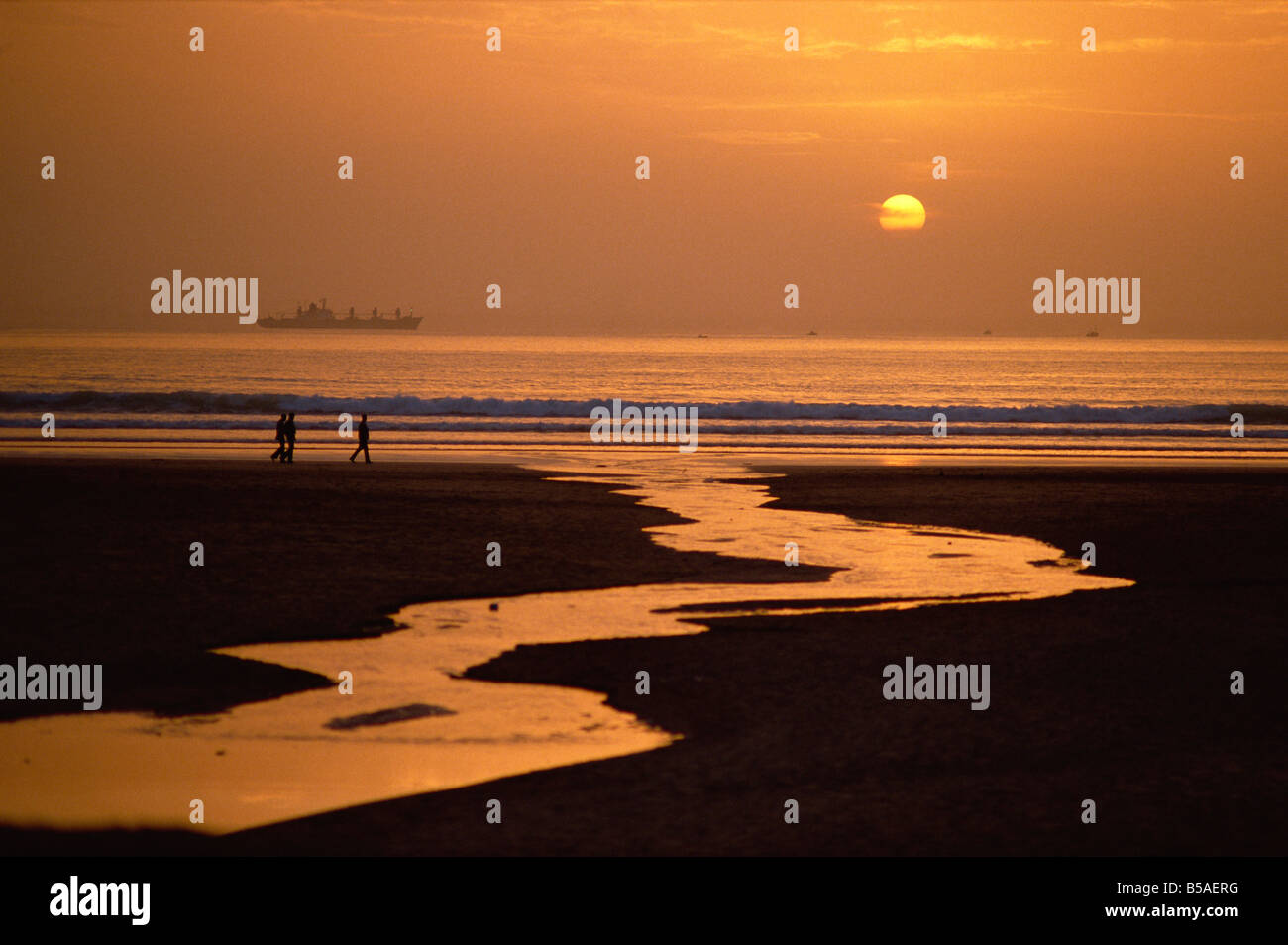 Sonnenuntergang, Strand von Agadir, Agadir, Marokko, Nordafrika, Afrika Stockfoto