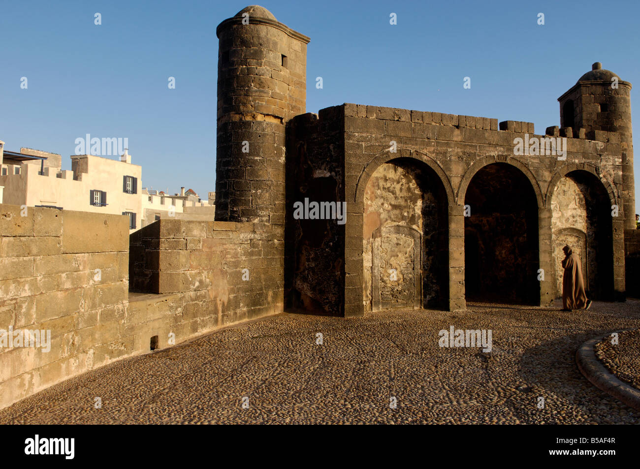 Skala der Kasbah, einer mächtigen Zinnen Bastei, Essaouira, Marokko, Afrika Stockfoto