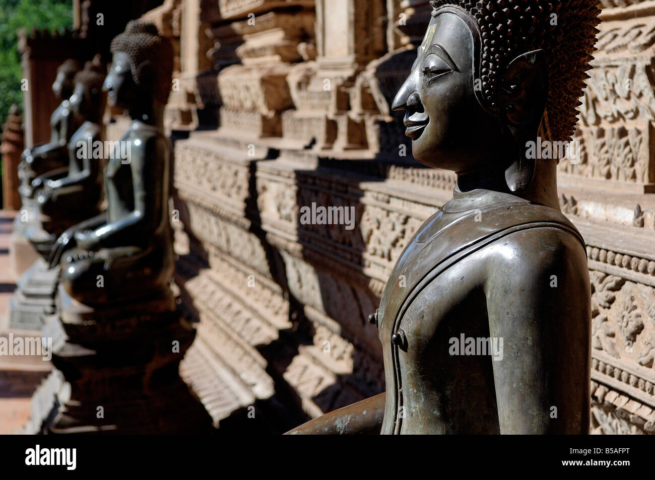 Wat Phra Keo, ursprünglichen Speicherort des Smaragd-Buddha, von den Thais beschlagnahmt und in Bangkok, Vientiane, Laos, Indochina Stockfoto