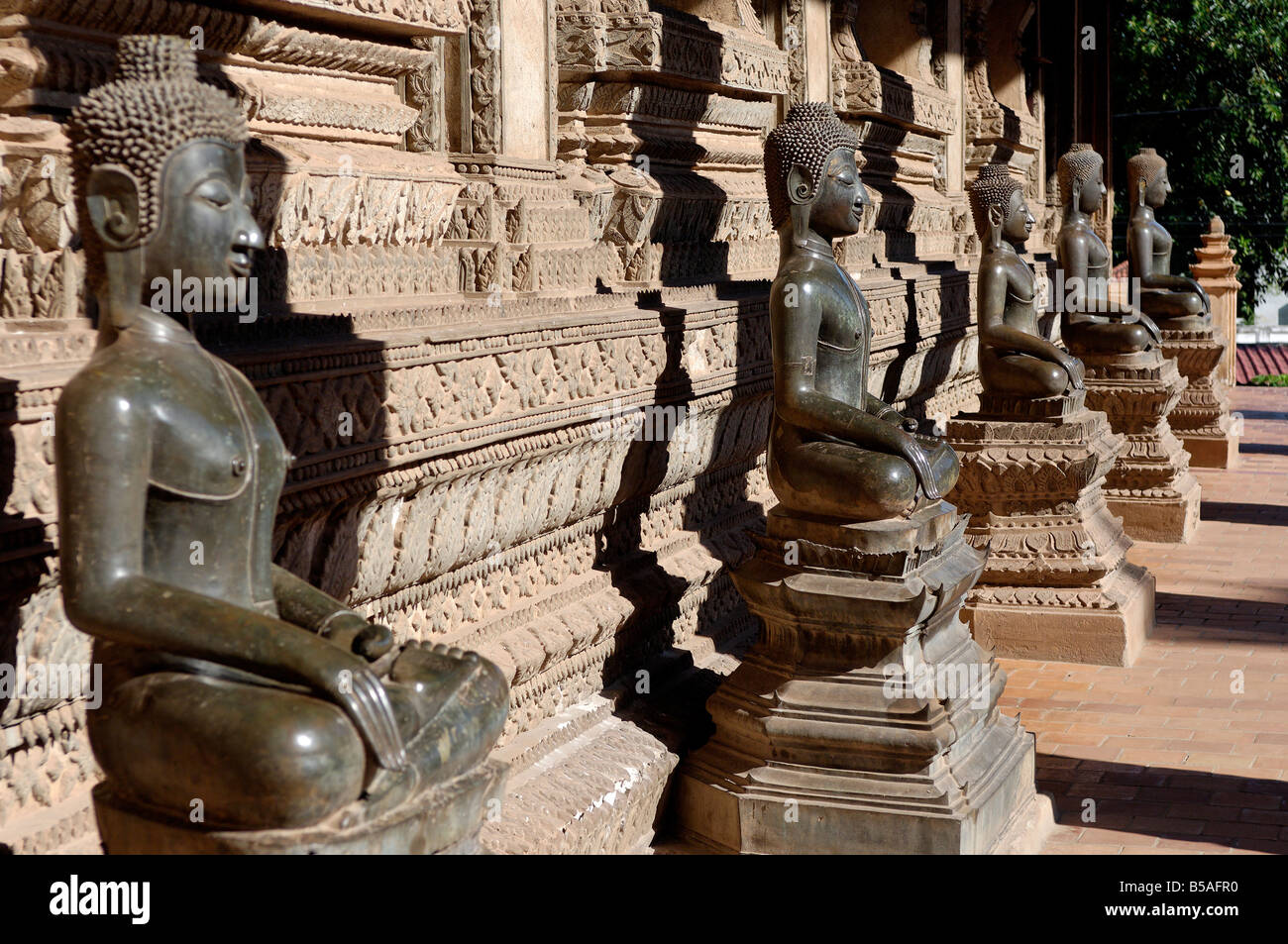 Wat Phra Keo, ursprünglichen Speicherort des Smaragd-Buddha, von den Thais beschlagnahmt und in Bangkok, Vientiane, Laos, Indochina Stockfoto