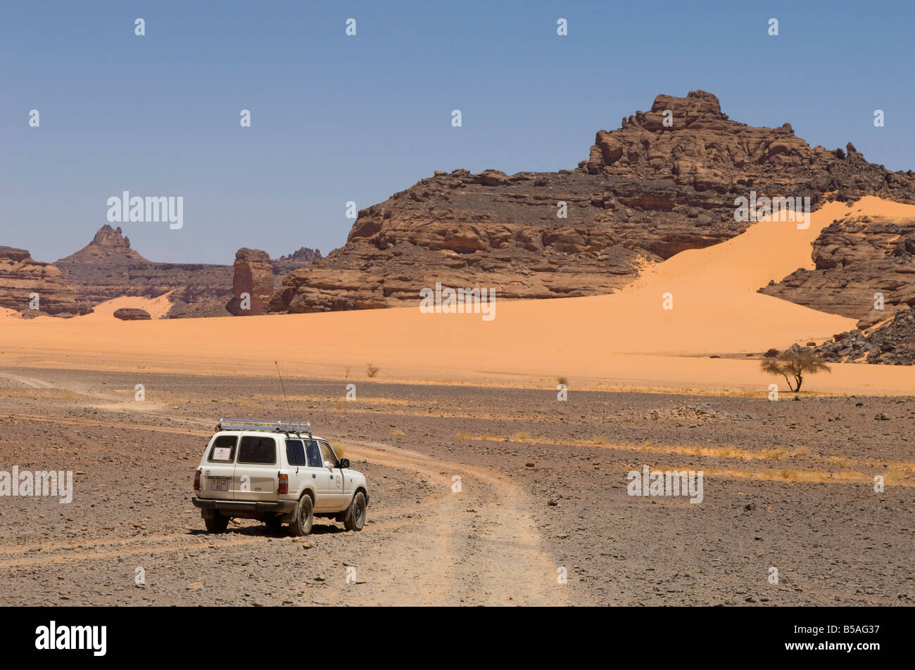 Wadi Teshuniat, Akakus, Sahara Wüste, Fezzan, Libyen, Nordafrika, Afrika Stockfoto