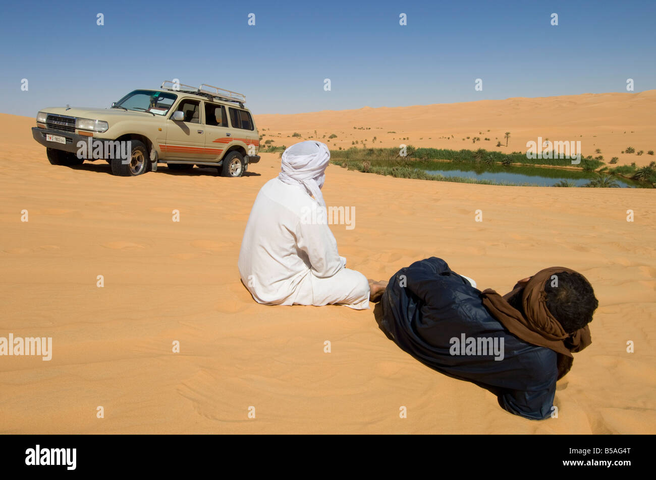 Mafu See, Erg Awbari, Sahara Wüste, Fezzan, Libyen, Nordafrika, Afrika Stockfoto