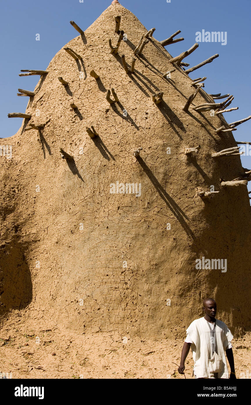 Die zweihundert Jahre alten Moschee Ba Sounou Sacko, Sekoro (alte Segou), erste Hauptstadt des Bambara Königreich Mali, Afrika Stockfoto