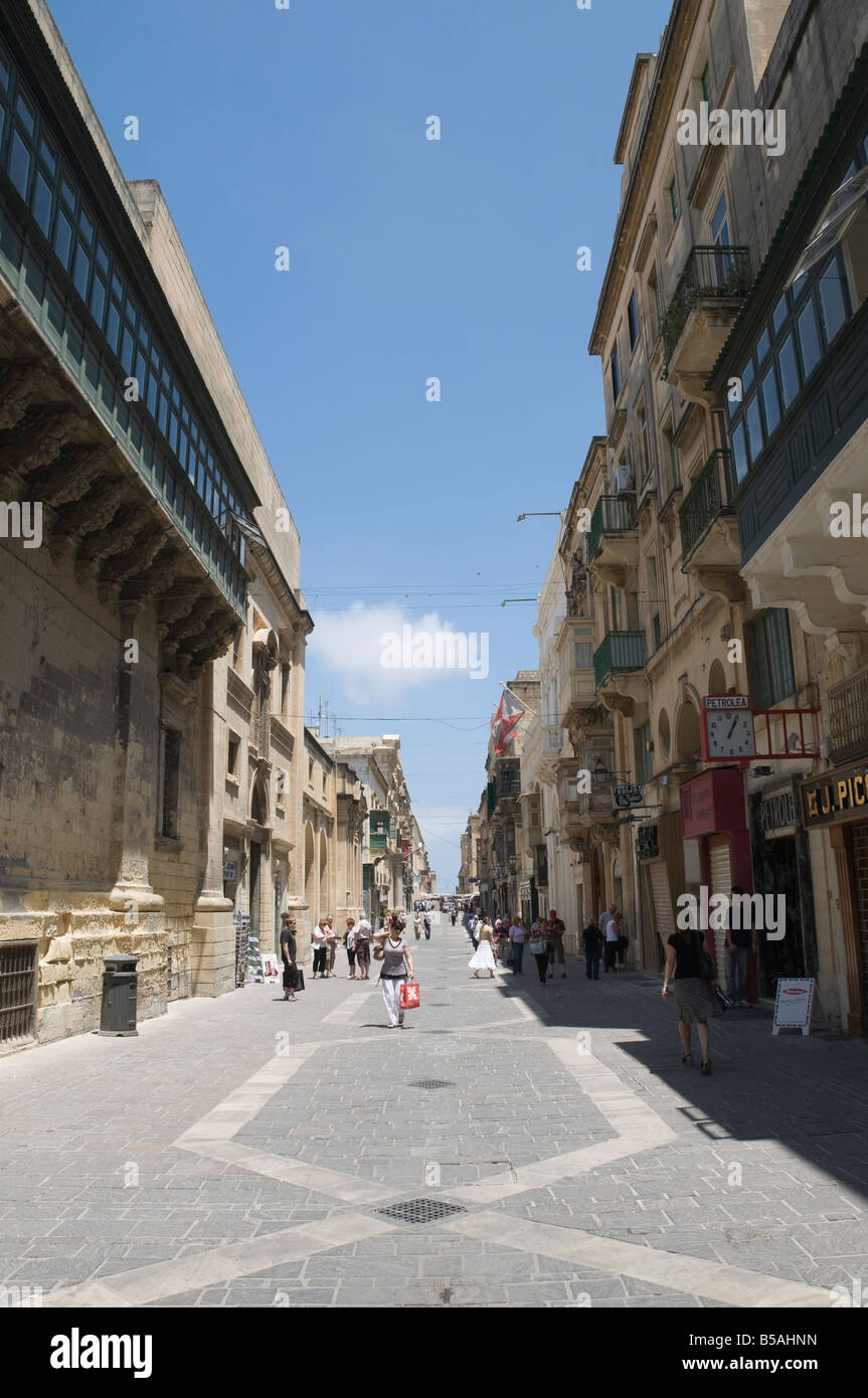 Triq Ir-Repubblika (Republik-Straße), Valletta, Malta, Europa Stockfoto