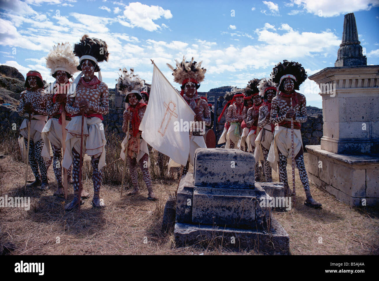 Gefleckte Tarahumara Tänzer Mexiko Nordamerika Stockfoto