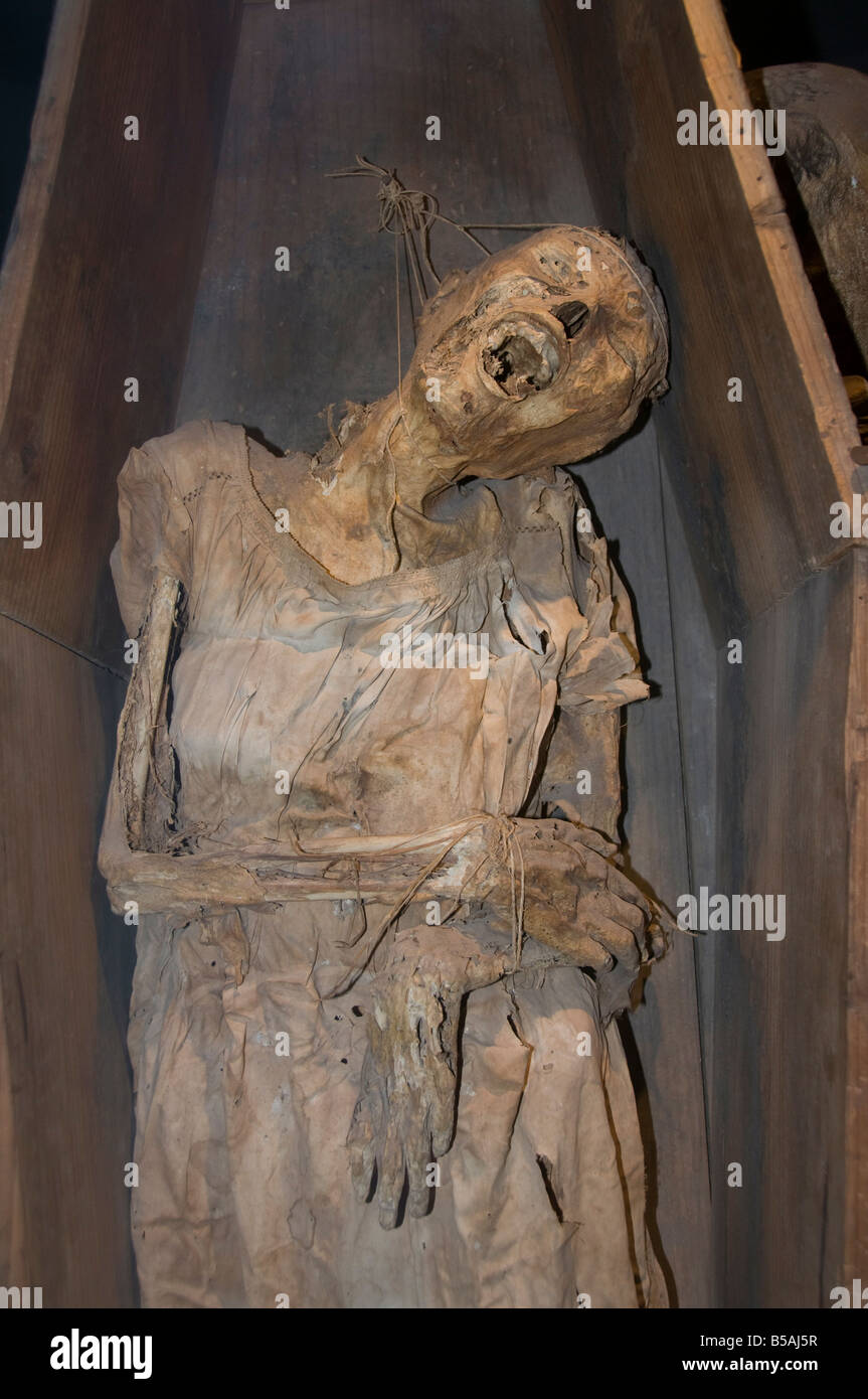 Mumie eines chinesischen Mädchens im Mummy Museum in Guanajuato, Weltkulturerbe, Guanajuato, Mexiko Stockfoto