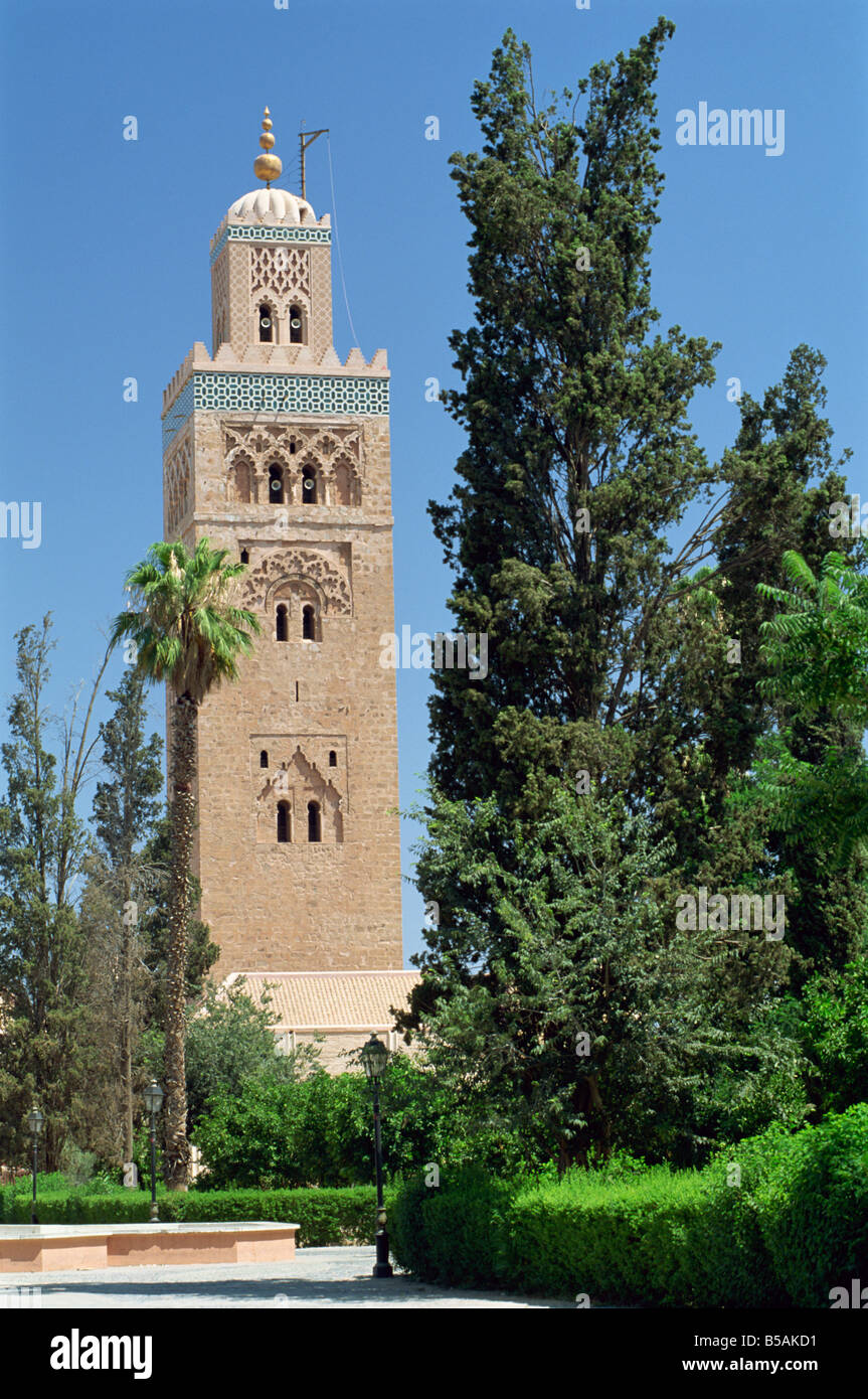 Das Minarett der Koutoubia Marrakesch Marokko Nordafrika Afrika Stockfoto
