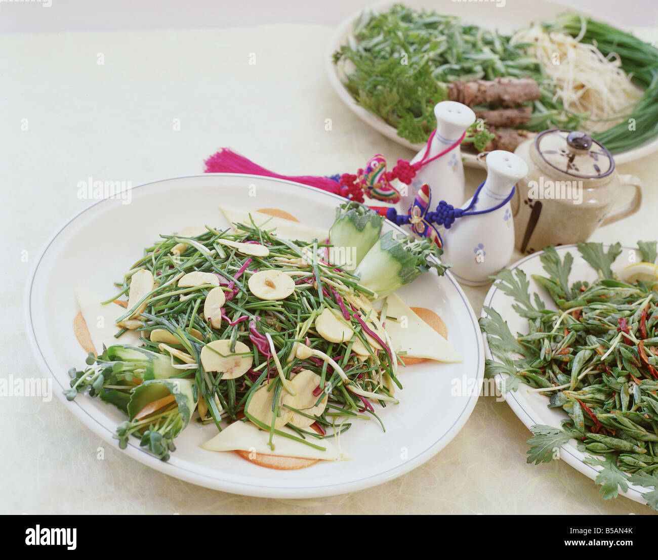 Diverse Food Essentials Stockfoto