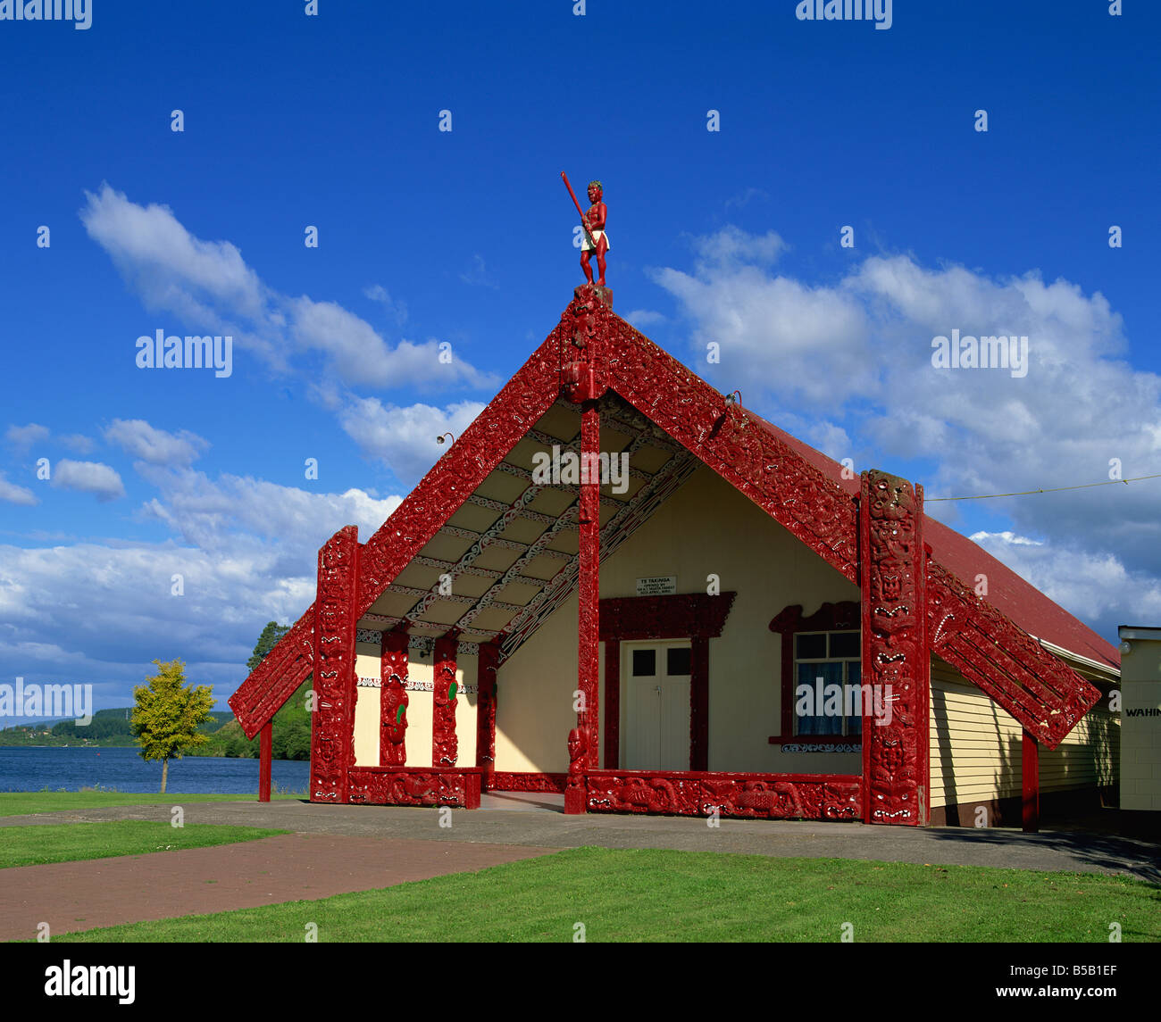 Marai Maori Versammlungshaus bei Rotorua Nordinsel Neuseeland Pacific Stockfoto