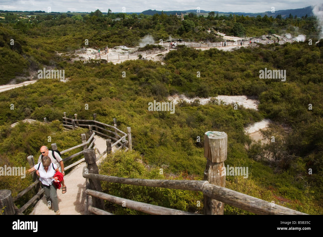 Te Puia Wakarewarewa Geothermie Dorf, Rotorua, Taupo vulkanische Zone, North Island, Neuseeland, Pazifik Stockfoto