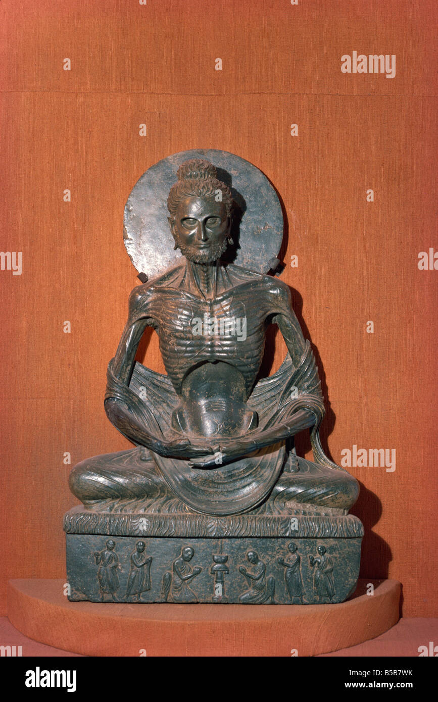 Fasten oder abgemagert Buddhastatue im Museum in Lahore-Pakistan-Asien Stockfoto