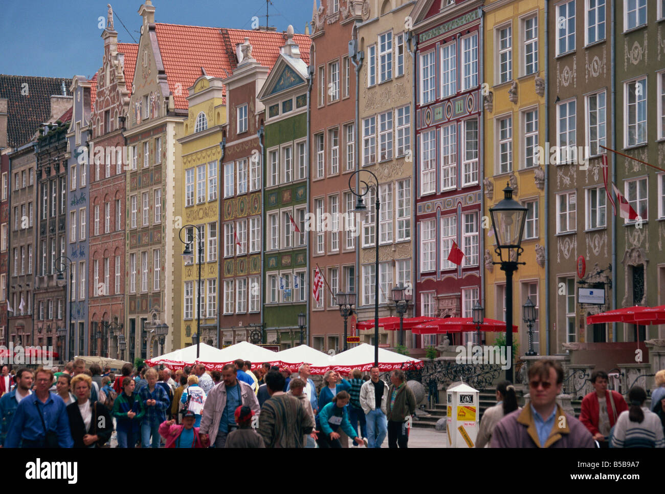 Bemalten Fassaden Dtugi Targ Danziger Pommern Polen Europa Stockfoto