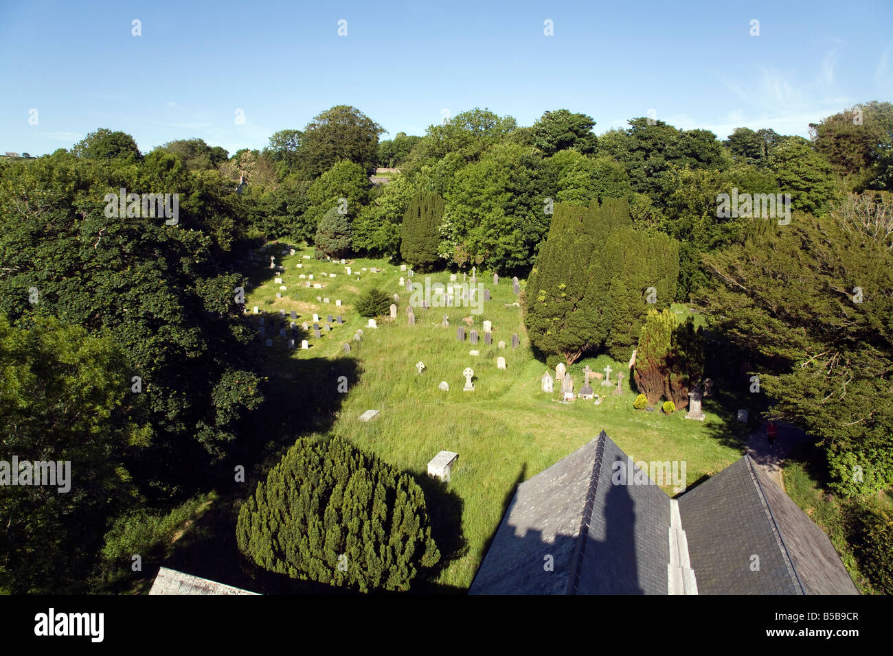 Blick von Creed Kirche Turm cornwall Stockfoto