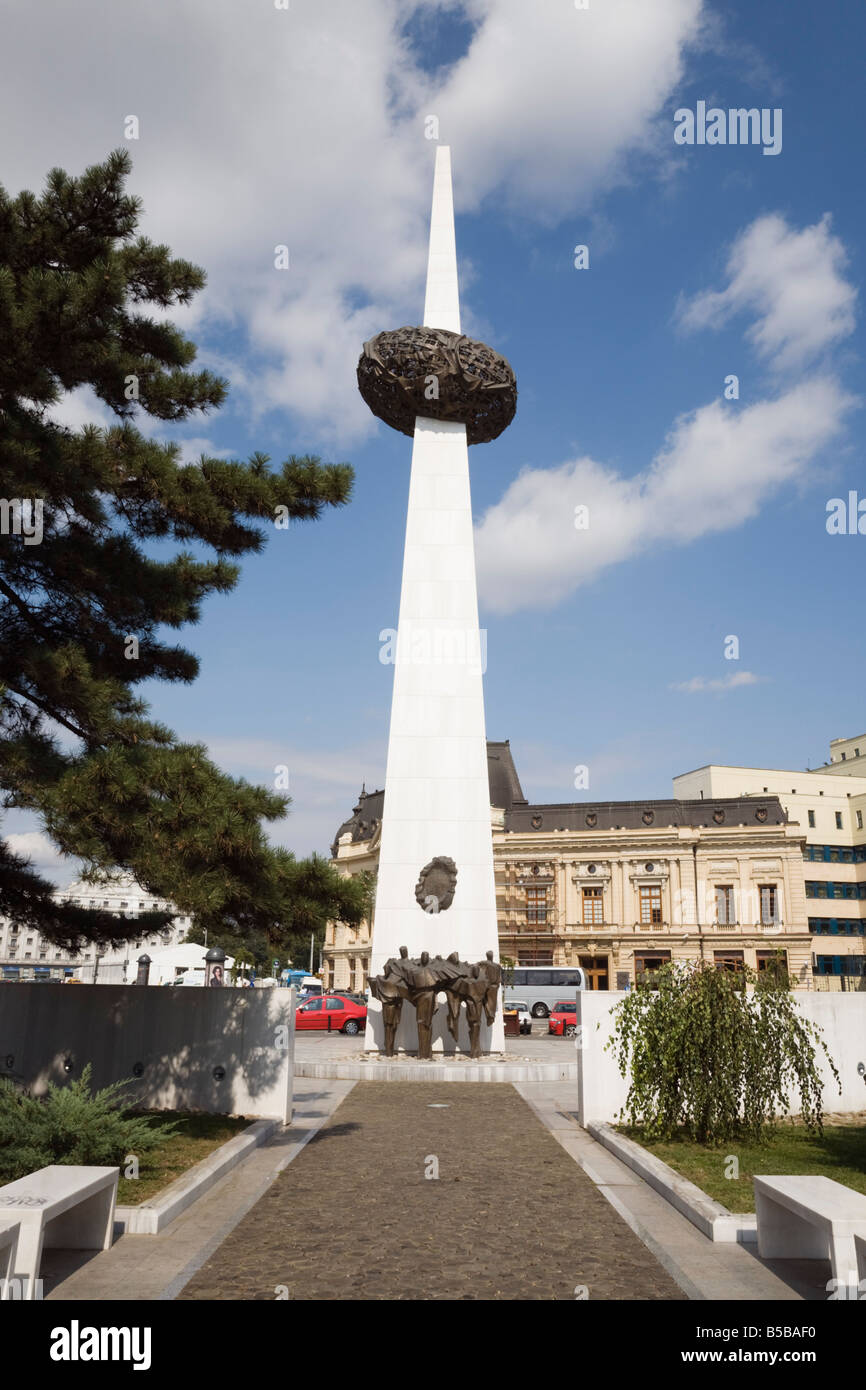 Bukarest Rumänien Revolution Denkmal Memorial bis 1989 tot in Revolution Square Piata Revolutiei im Stadtzentrum Stockfoto