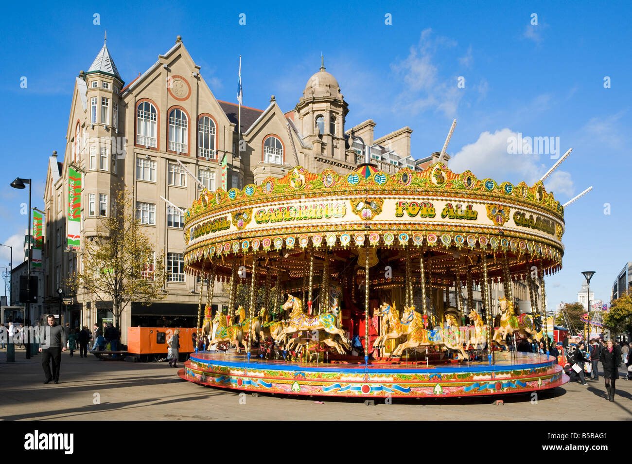 Karussell in Fargate Sheffield, "South Yorkshire" England "Great Britain" Stockfoto