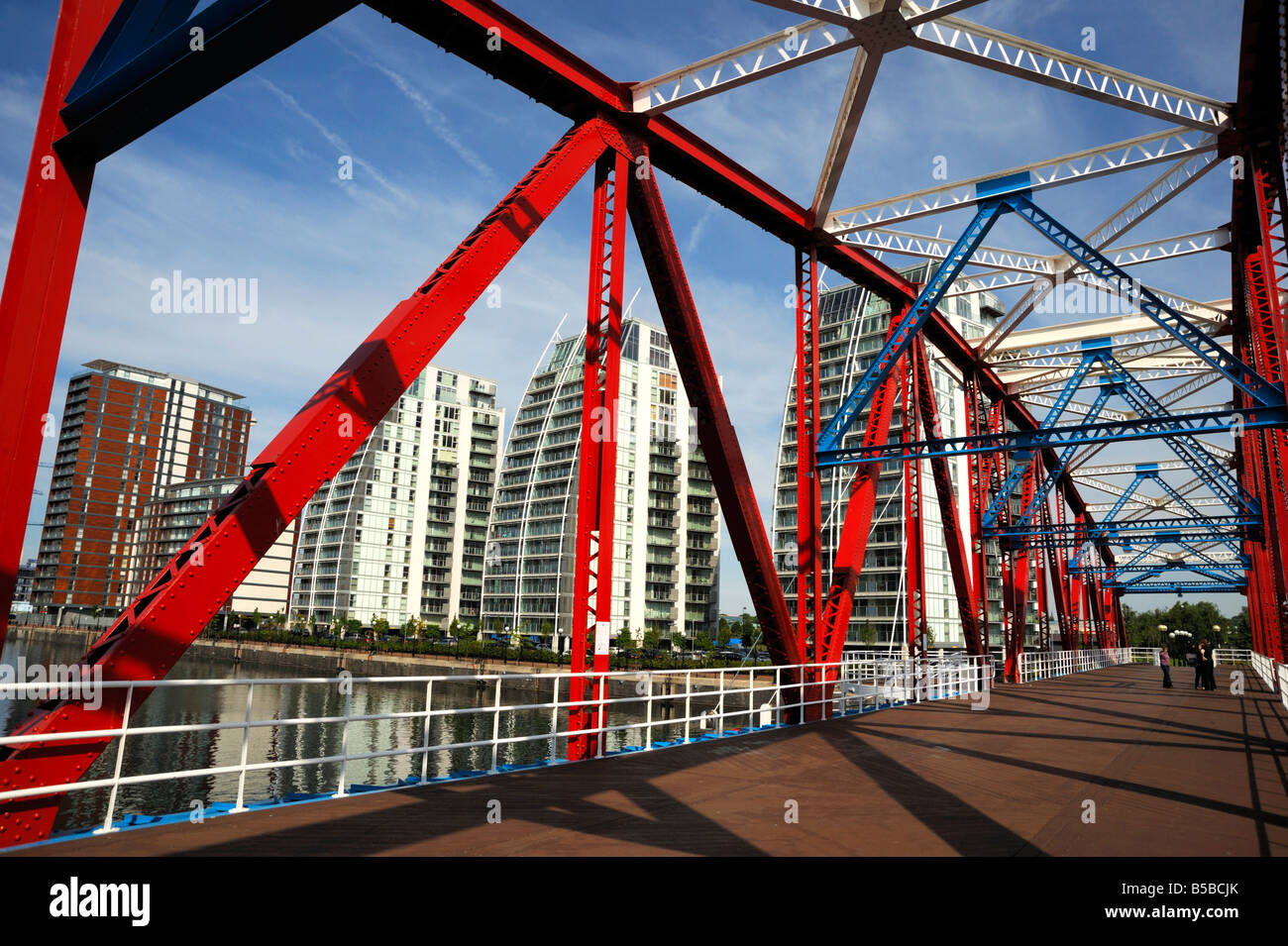 Detroit-Brücke, Salford Quays, Manchester, England, Europa Stockfoto