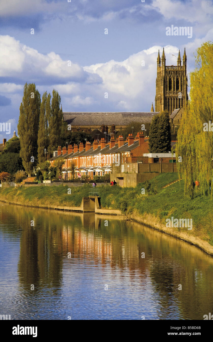 Die Stadt von Worcester und Fluss Severn Worcestershire England England Europa Stockfoto