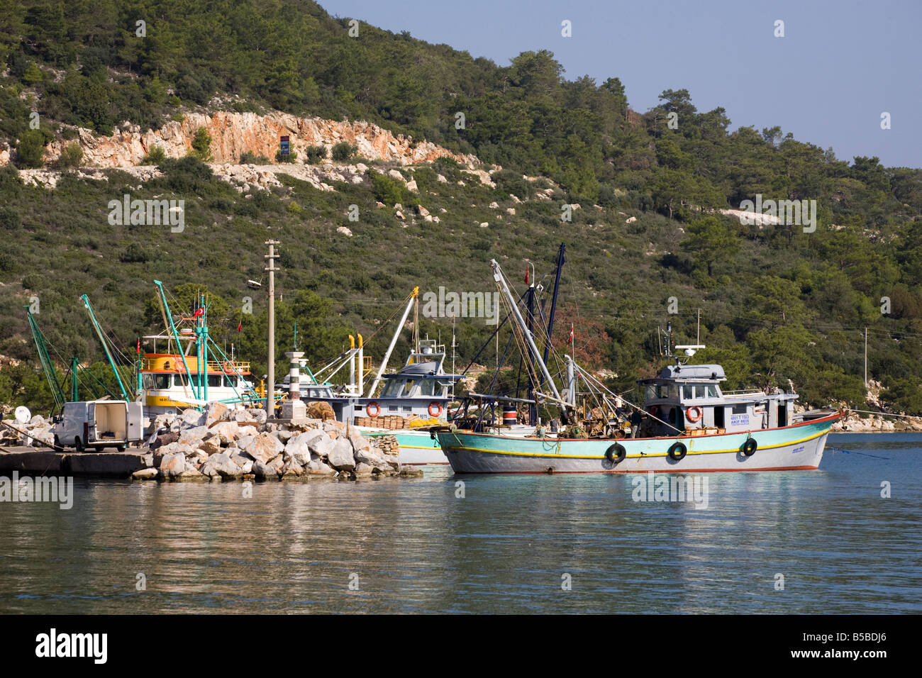 Bodrum Hafen mit Glükopfmotoren Stockfoto