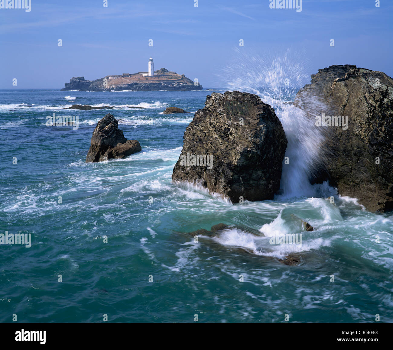 Godrevy Point Leuchtturm, Cornwall, England, Europa Stockfoto