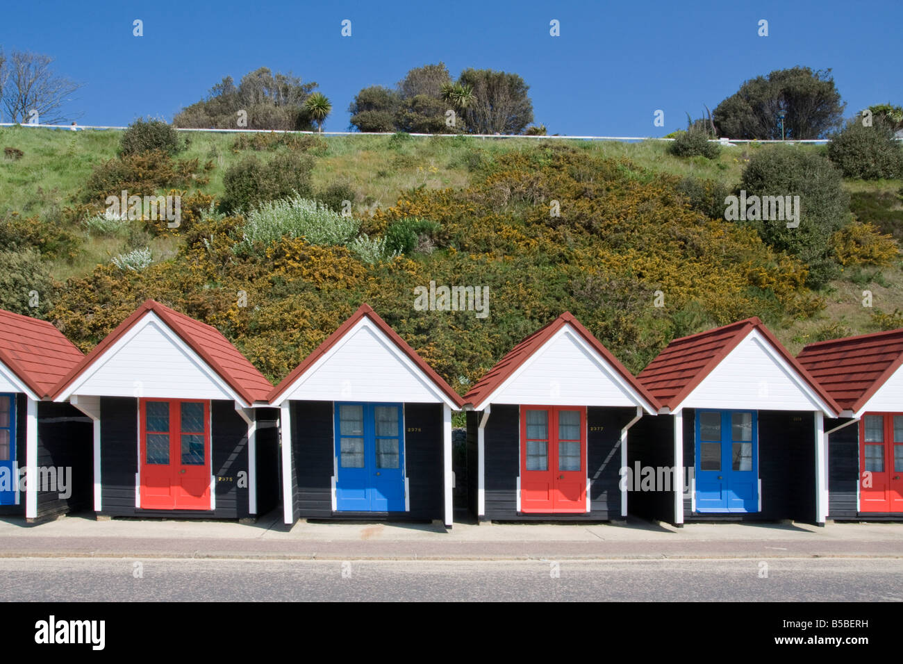 Strand Hütten, Promenade in Bournemouth, Dorset, England, Europa Stockfoto