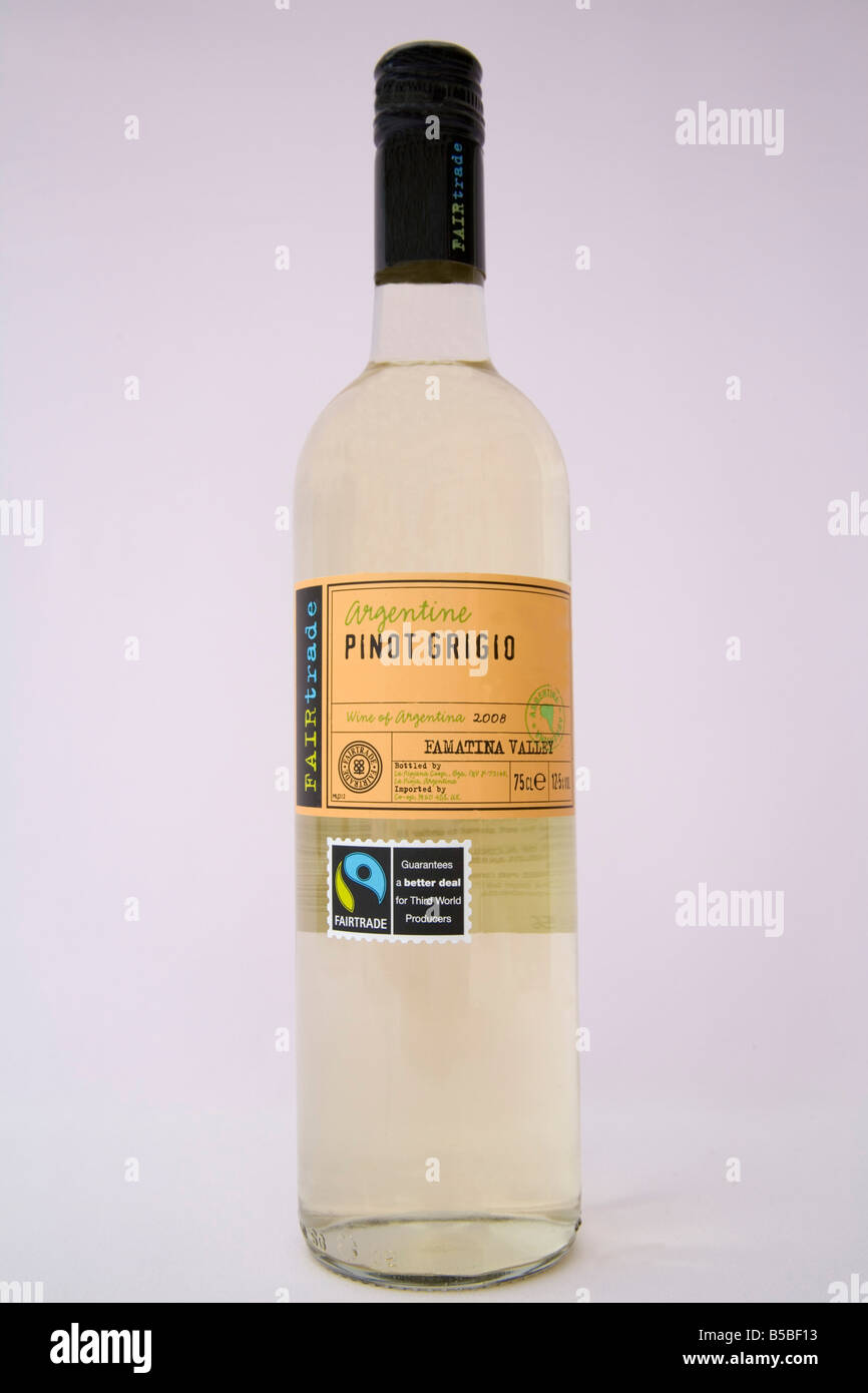 Close Up Studio A Fairtrade Flasche argentinischen Pinot Grigio weiß Wein Stockfoto