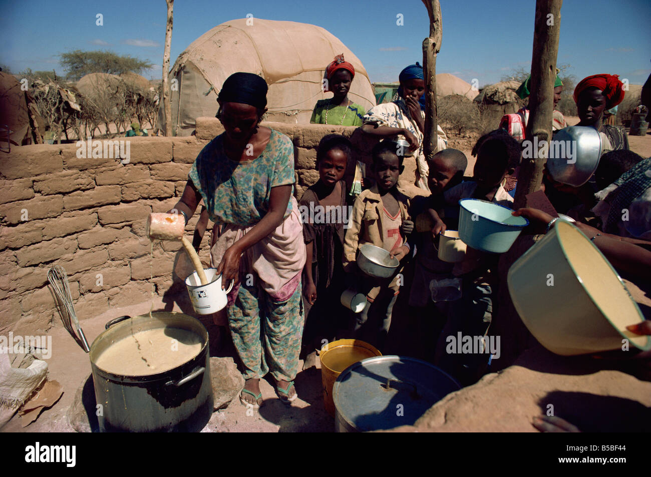 Äthiopische Flüchtlinge in Lagern in 1985, Somalia, Afrika Stockfoto