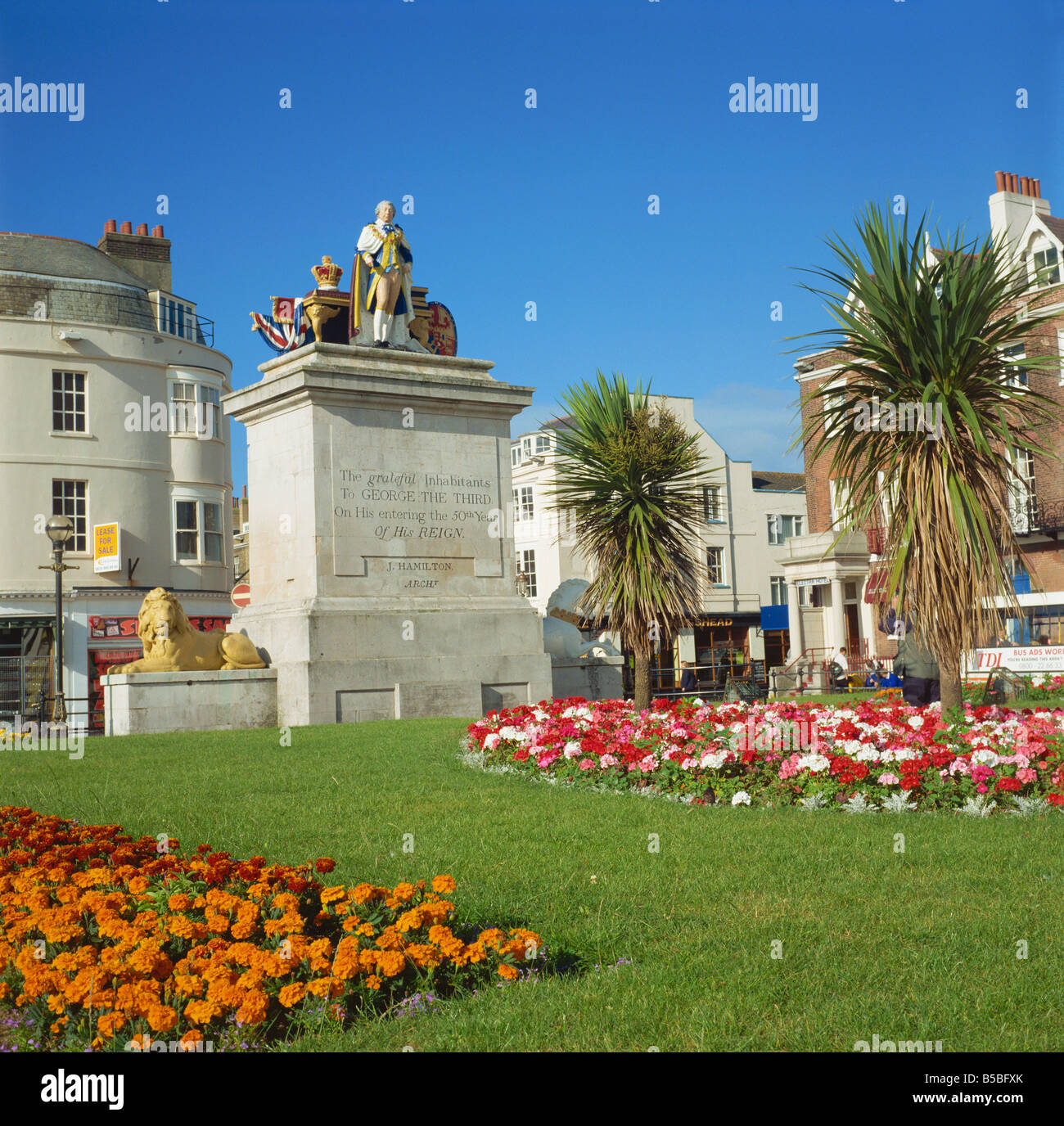 König George III Statue und Gärten, Weymouth, Dorset, England, Europa Stockfoto
