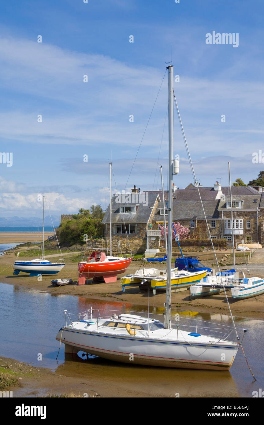 Yachten vor Anker am Fluss Soch Mündung, Abersoch, St.Tudwals Straße, Llyn Halbinsel, Gwynedd, Wales, Stockfoto