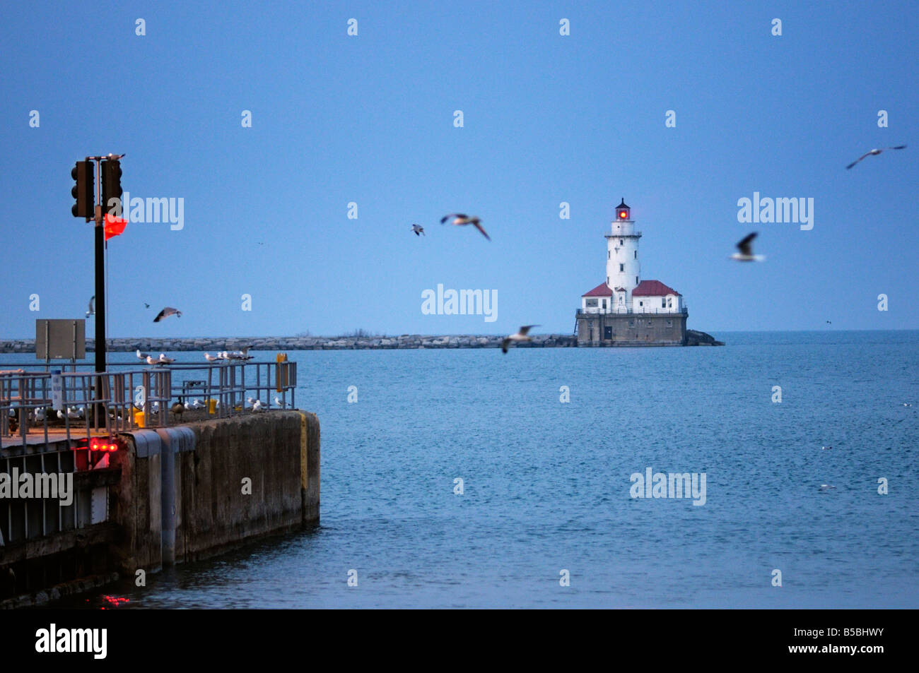 Hafen von Chicago Leuchtturm am Lake Michigan Chicago Illinois Stockfoto
