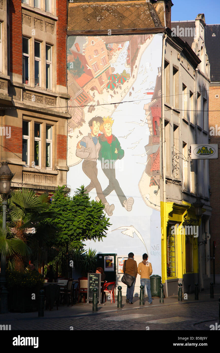 Wandmalerei mit Comic-Strip, Brüssel, Brüssel, Belgien Stockfoto