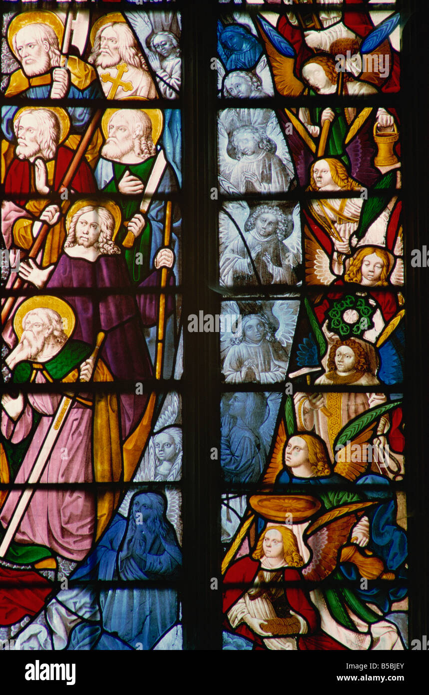 Glasmalerei, Fairford Kirche, Gloucestershire, England, Europa Stockfoto