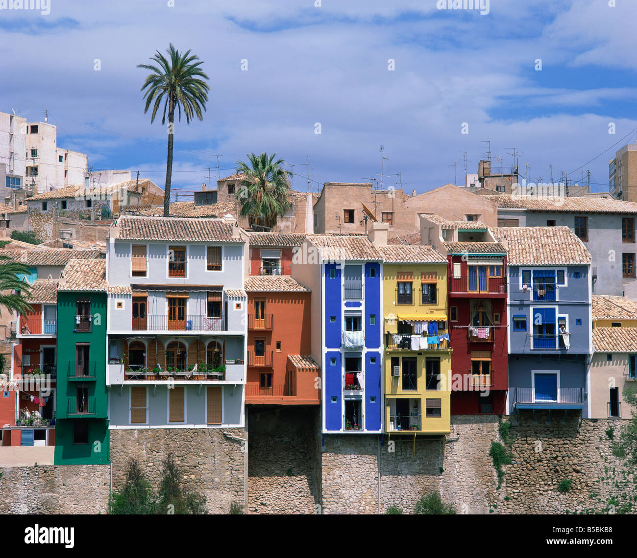 Bunt bemalte Häuser in Villajoyosa in Valencia Spanien M Mawson Stockfoto