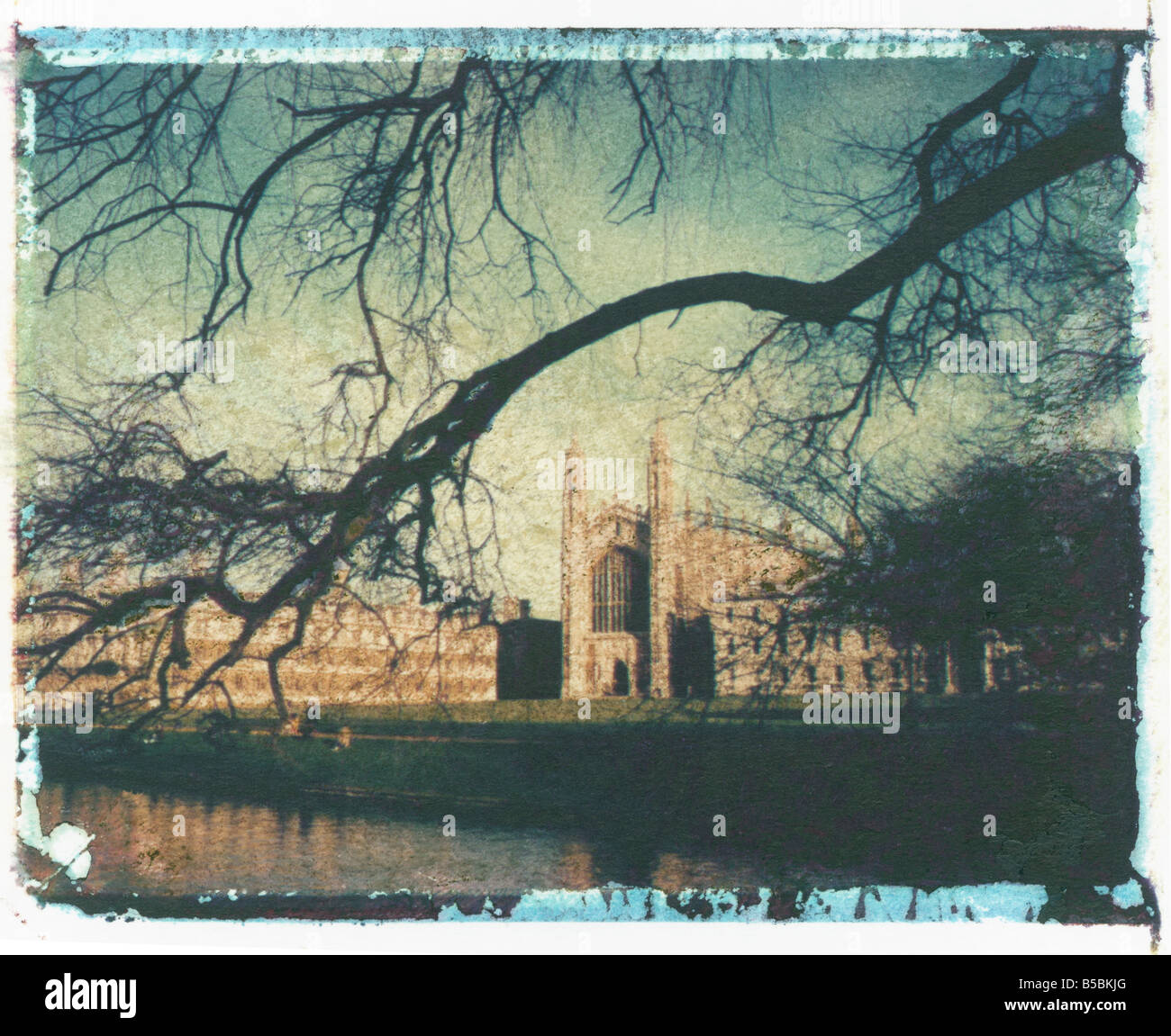Polaroid Image-Transfer der Kapelle des King es College der Universität Cambridge, Cambridge, Cambridgeshire, England, Vereinigtes Königreich Stockfoto