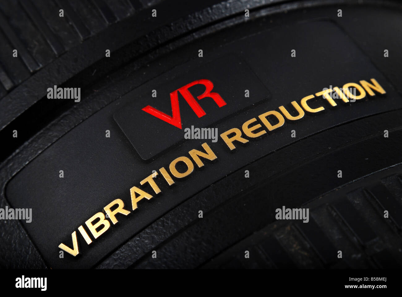 Vibration Reduktion Zeichen auf Nikon-Objektive Stockfoto